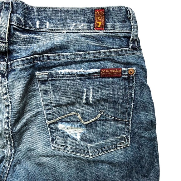 7FAM Crop Straight Leg Distressed Size 28 Capri Summer Jeans - Picture 10 of 13